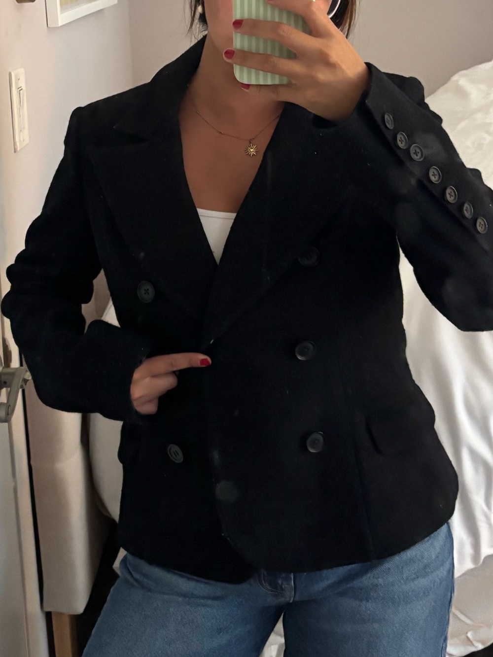 Rock & Republic Black Double-Breasted Blazer Jacket
